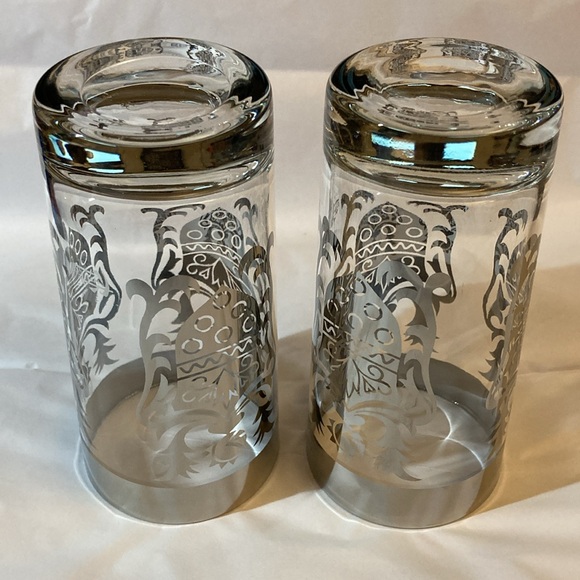 Set (2) MCM Kimiko 1960s Vintage Highball Silver Knight Shield Glasses VGUC - Picture 10 of 17